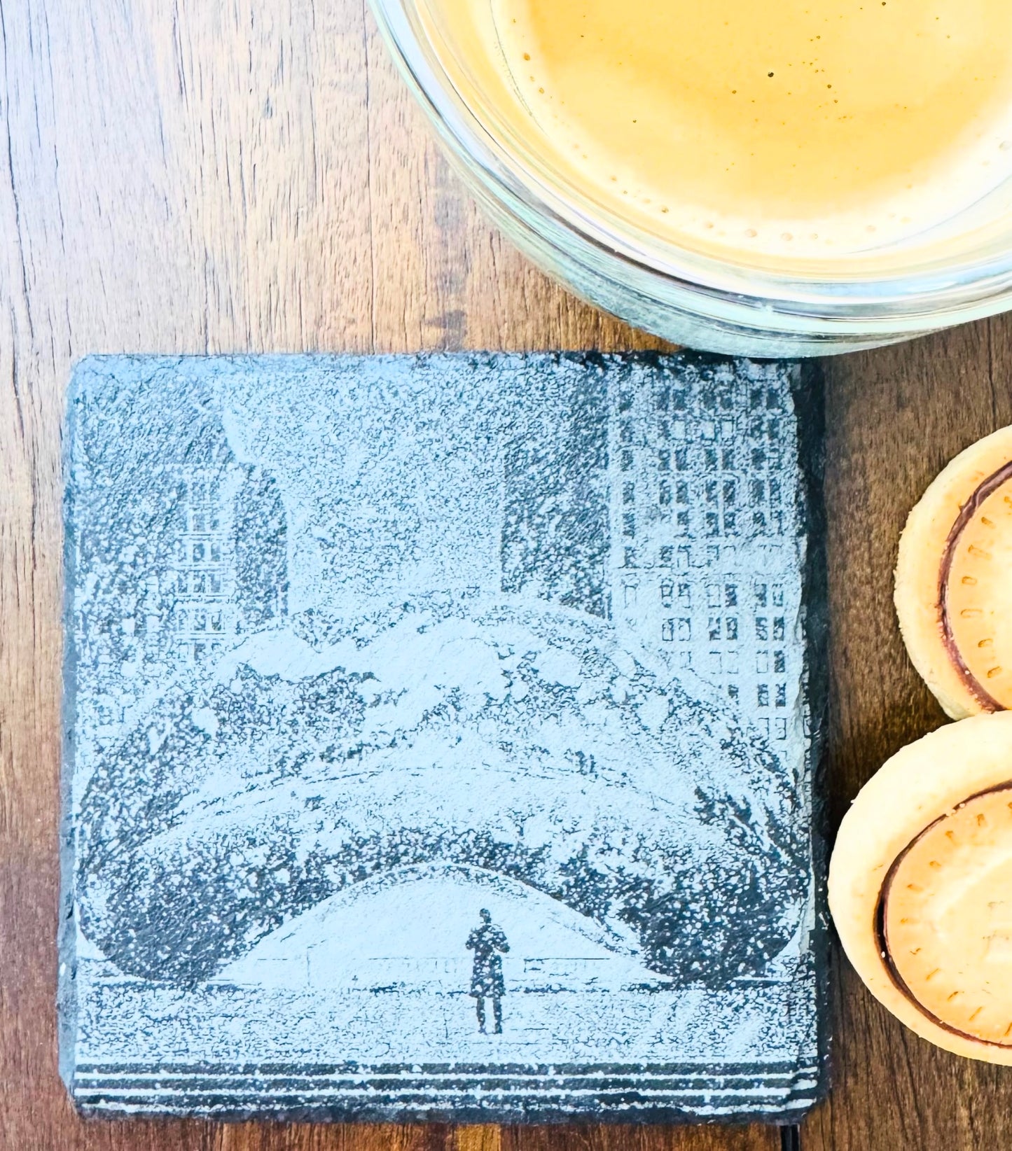 Custom Photo Engraved Slate Coasters 4pack