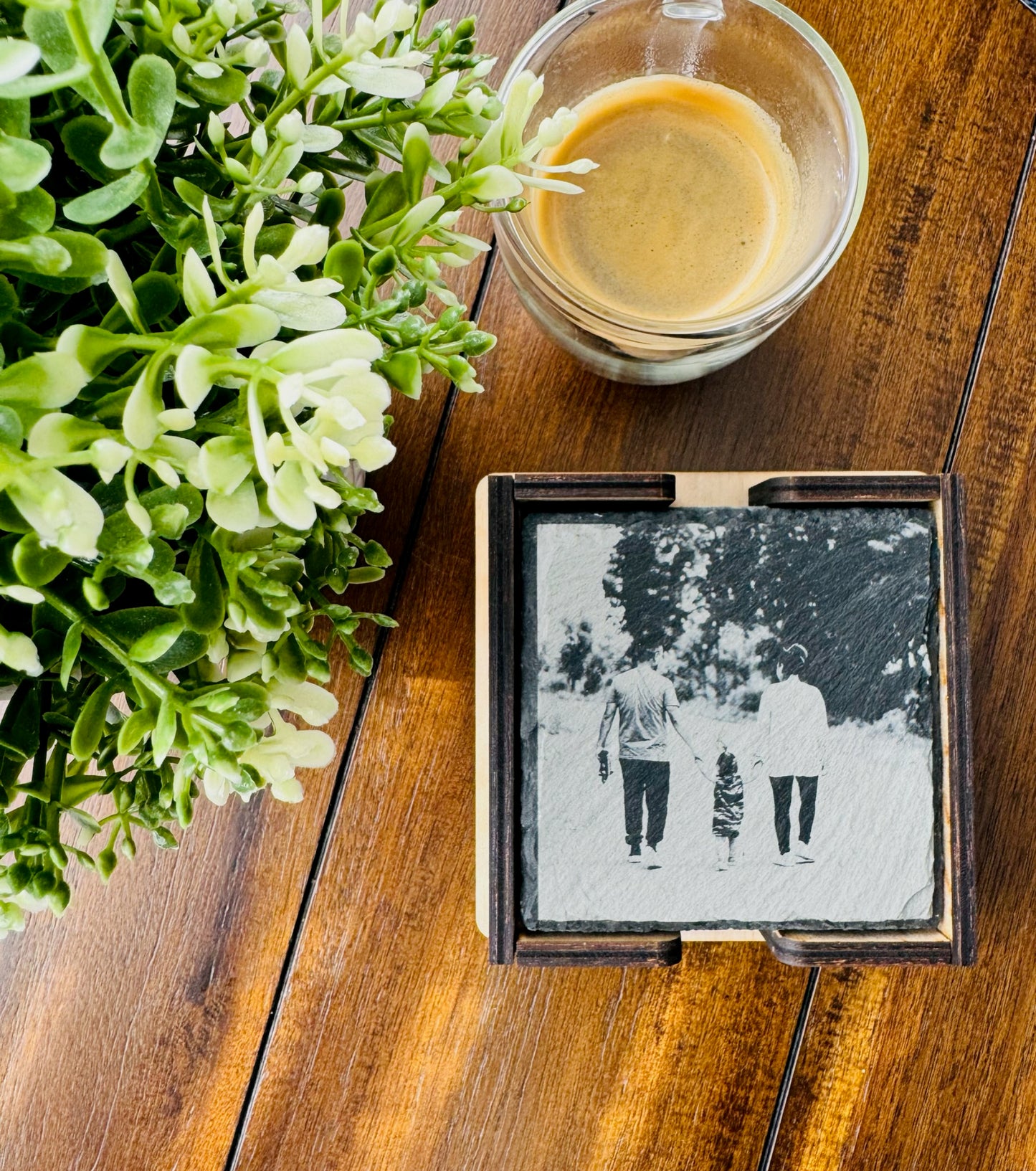 Custom Photo Engraved Slate Coasters 4pack