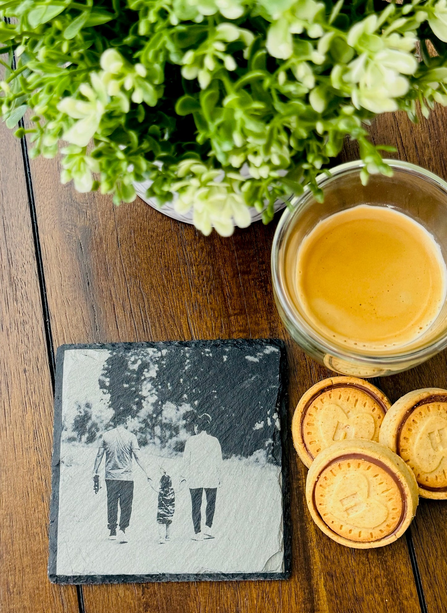 Custom Photo Engraved Slate Coasters 4pack